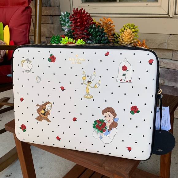 Authentic KATE SPADE Saffiano leather beauty & the beast laptop zip case - Picture 9 of 10